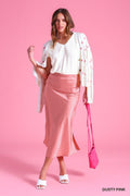 Blush Cheetah Satin Midi Skirt