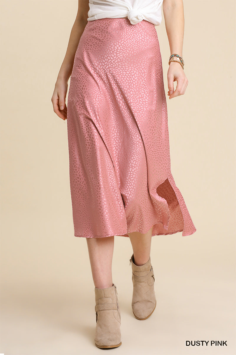 Blush Cheetah Satin Midi Skirt