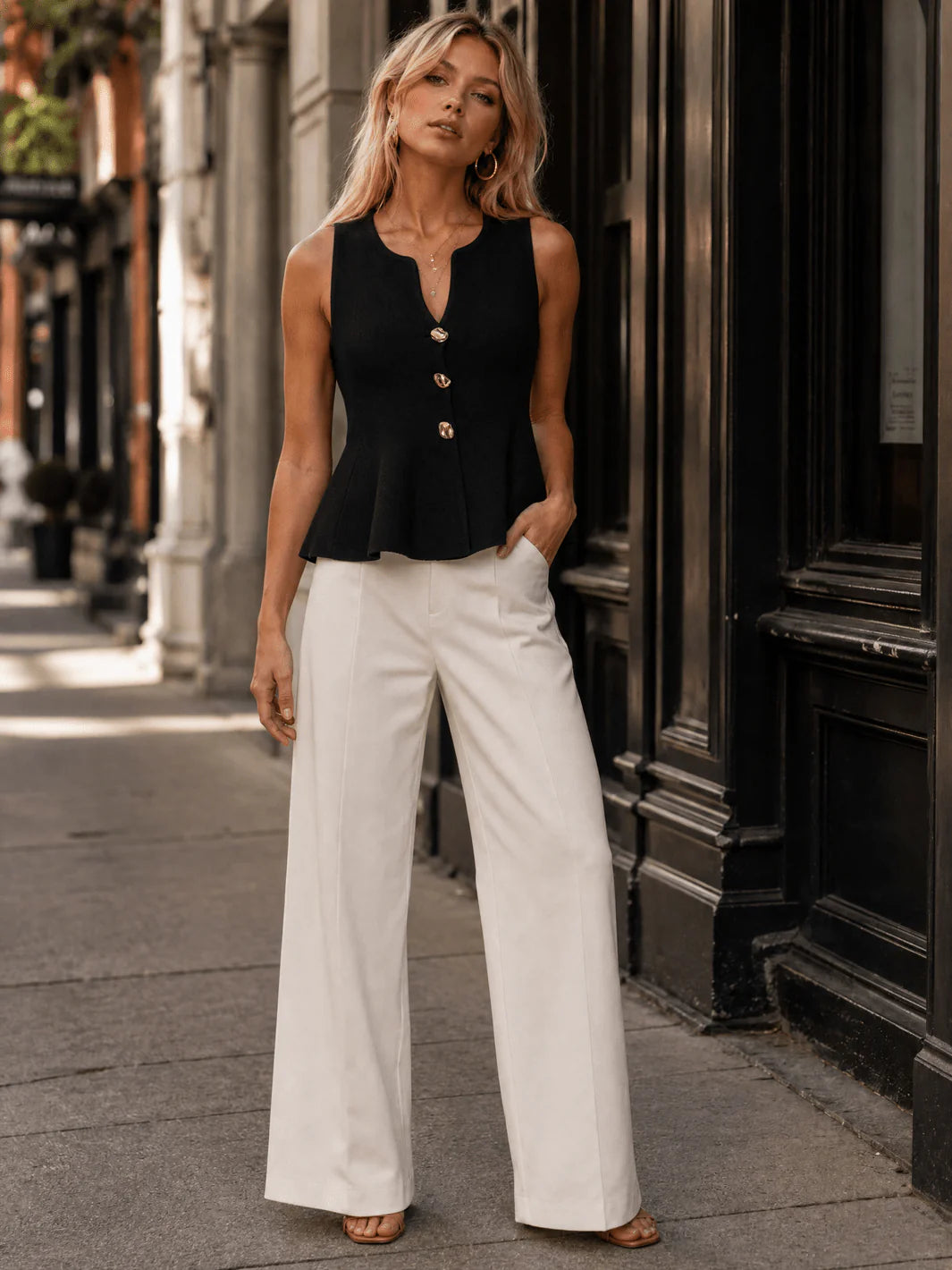 Vneck Peplum Top