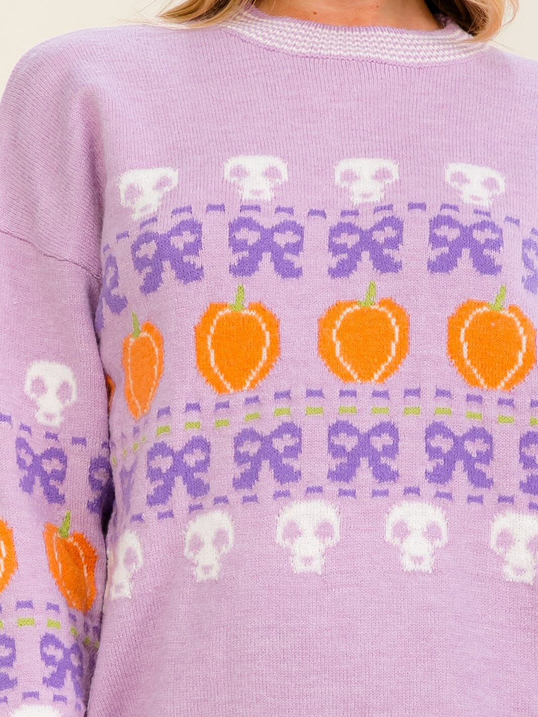 Lavender Pumpkin Bow Sweater