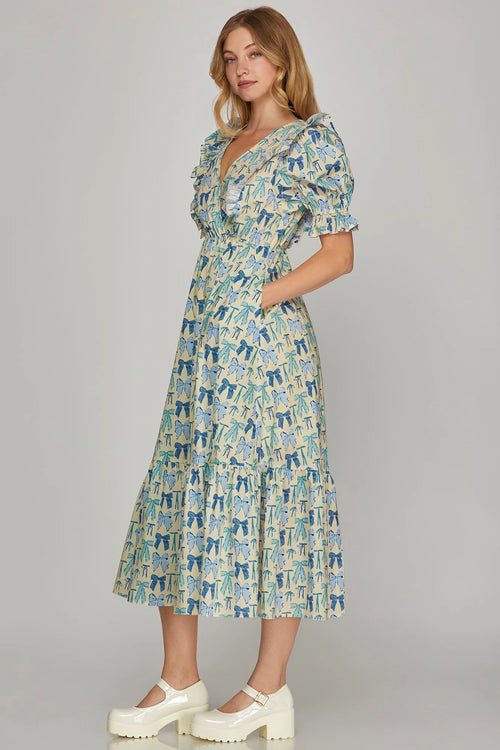 Blue Ribbon Midi Dress