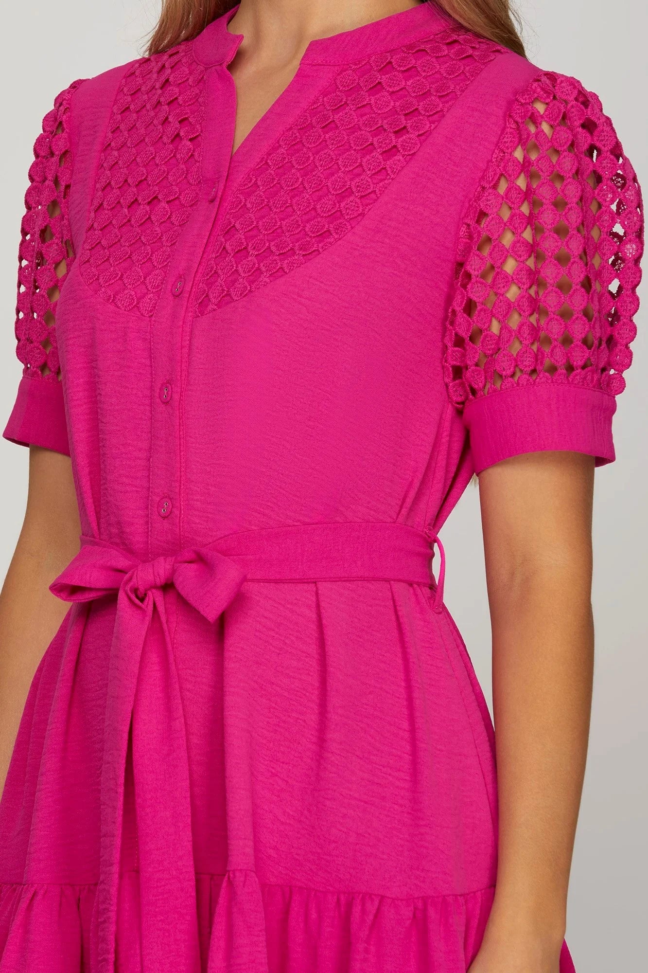 Crochet lace sleeve mini dress